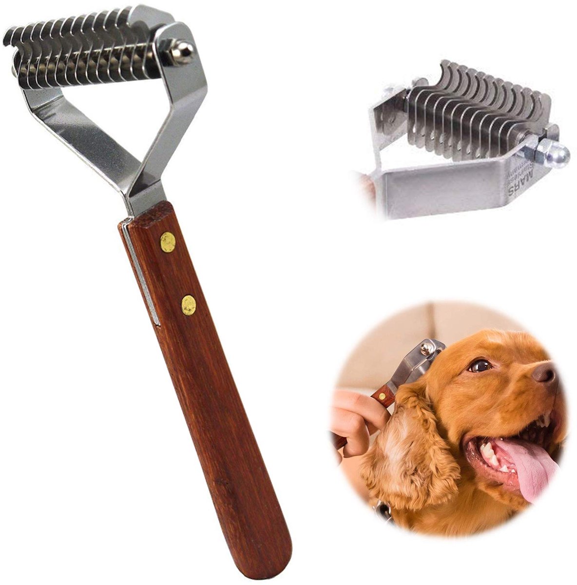 Ibenzoa® Professionele Dubbelzijdige Huisdier Verzorgingskam voor Honden en Katten met Ergonomisch Handvat