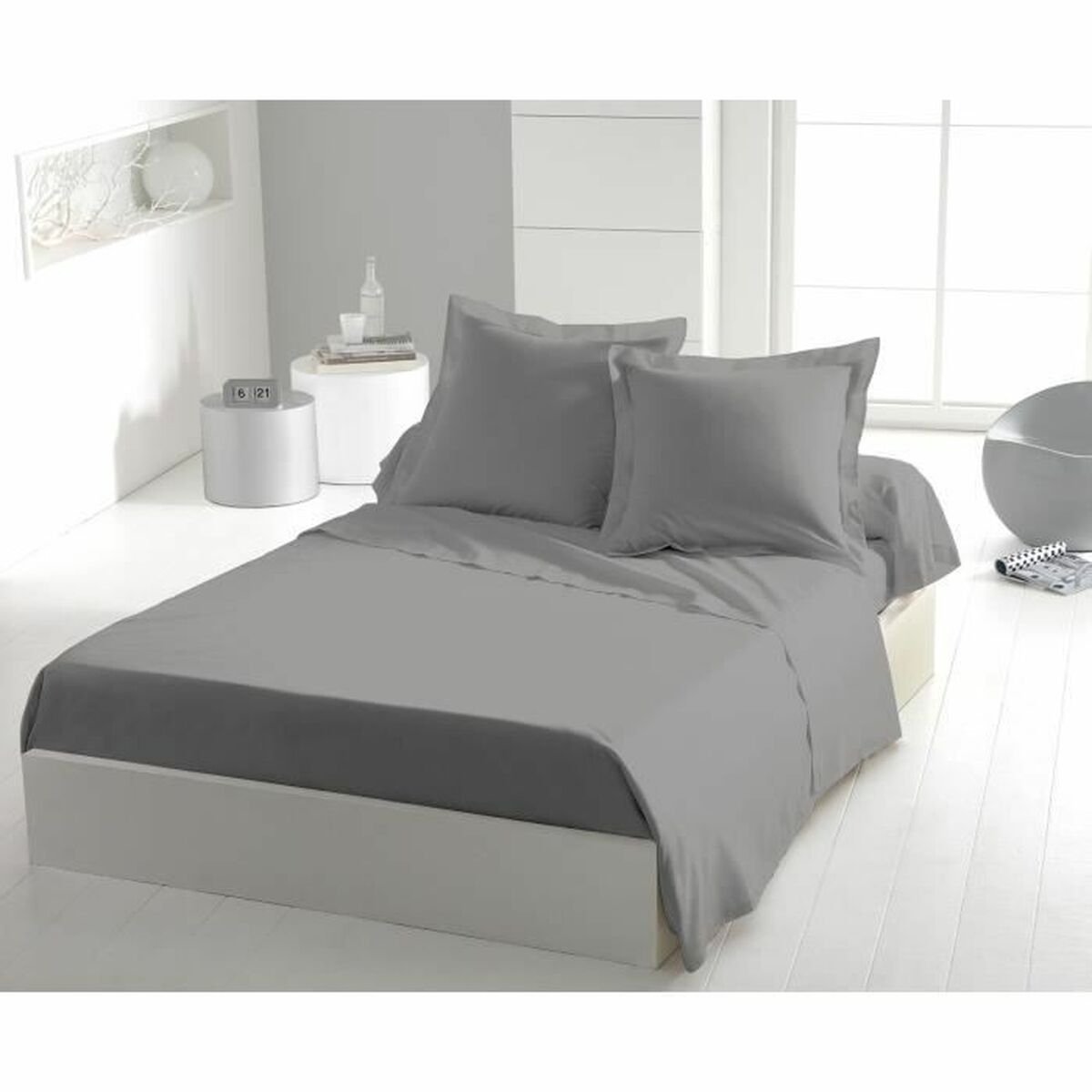 Set beddengoed HOME LINGE PASSION Flat sheet Grijs Bed van 180/200