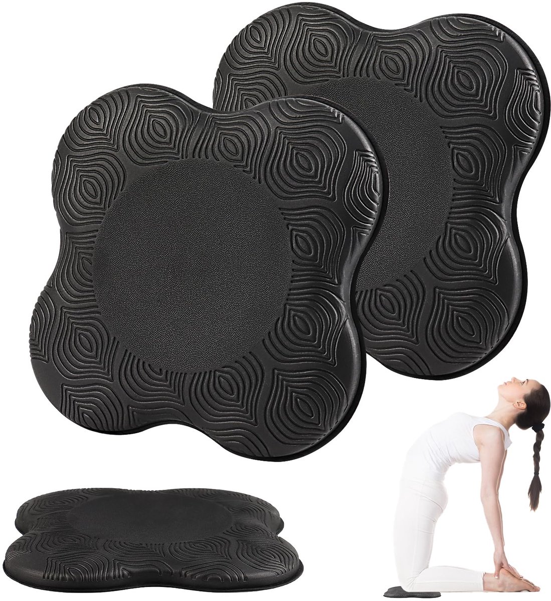 Ibenzoa® Kniebeschermers voor Yoga, Fitness en Dagelijkse Activiteiten - 2 Stuks Antislip Kniekussens, 20x20 cm, Ergonomisch Ontwerp