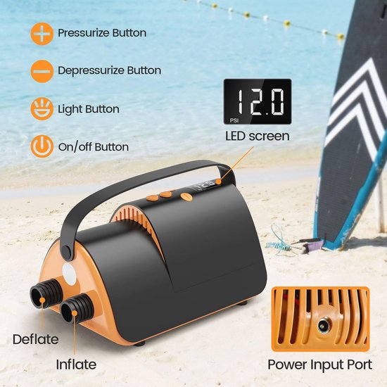 Elektrische SUP Pomp Mojimdo | Automatische Luchtpomp Paddleboard Elektrische SUP Pomp Mojimdo | Automatische Luchtpomp Paddleboard