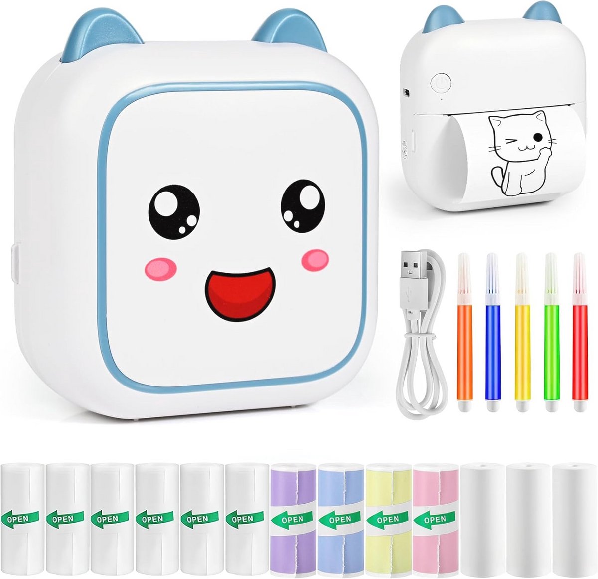 Draagbare Mini Thermische Fotoprinter met Bluetooth en 13 Papierrollen - Perfect voor Notities en Dagboeken