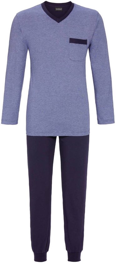 Blauwe heren pyjama katoen - Blauw - Maat - M