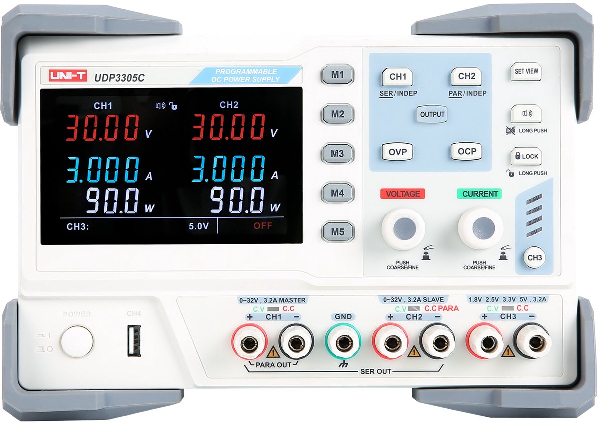 UNI-T Laborvoeding UDP3305C, 3-kanalen, RS232, 0...30 V, 0...5 A, 315 W