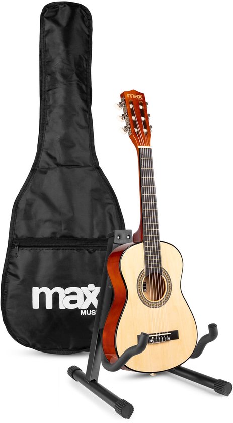 MAX SoloArt Junior 1/4 starterset - Akoestische kindergitaar met standaard en accessoires - Hout