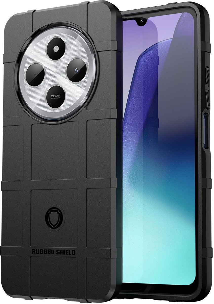 Mobigear Hoesje geschikt voor Xiaomi Redmi 14C Telefoonhoesje Flexibel TPU | Mobigear Rugged Shield Backcover Shockproof | Schokbestendig Redmi 14C Telefoonhoesje | Anti Shock Proof - Zwart