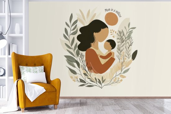 Behang - Fotobehang Illustratie - Quote - Moeder - Breedte 330 cm x hoogte 220 cm