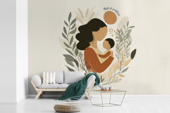 Behang - Fotobehang Illustratie - Quote - Moeder - Breedte 330 cm x hoogte 220 cm