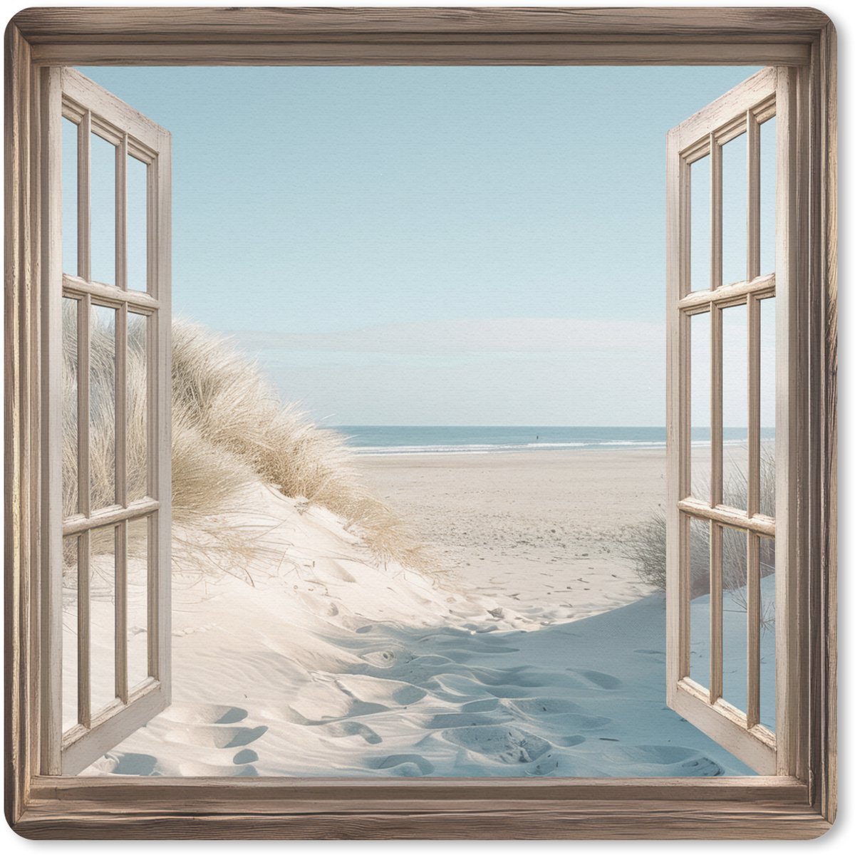 Muismat 20x20 cm - Mousepad Doorkijk - Helmgras - Duinen - Zee - Landschap - Muismatten