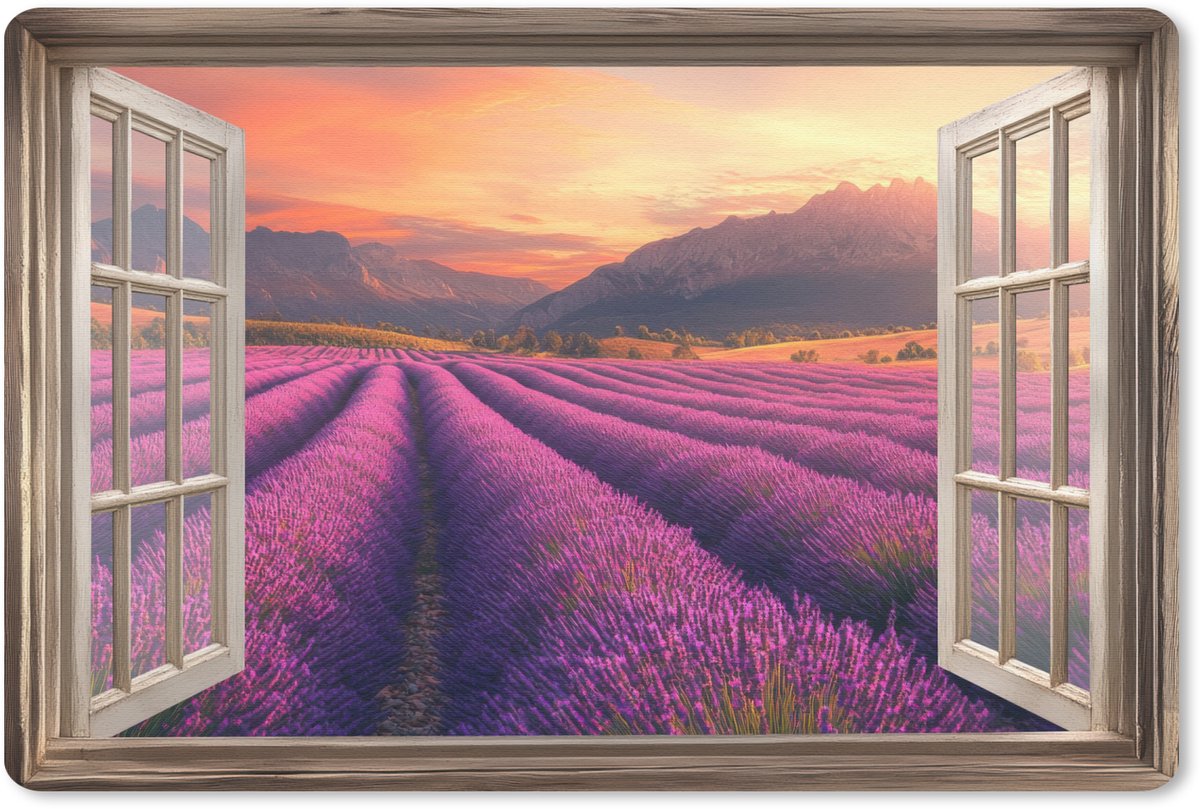 Muismat 27x18 cm - Mousepad Doorkijk - Lavendel - Landschap - Bloemen - Paars - Muismatten