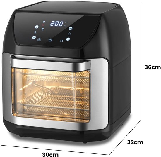 Mediashop M16438 Air Fryer Multi-Function – heteluchtfriteuse voor frituren zonder olie – 6-in-1 ook als droogautomaat, voor grillen en nog veel meer – tot 0,8 minder vet, zwart