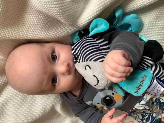 Baby Mix - Knuffeldoek - Pluche knuffeldoek multicolor met geluid en clip - speelgoed - zintuigen - muziek - pluche stof - knuffel van Merkloos — afbeelding 3