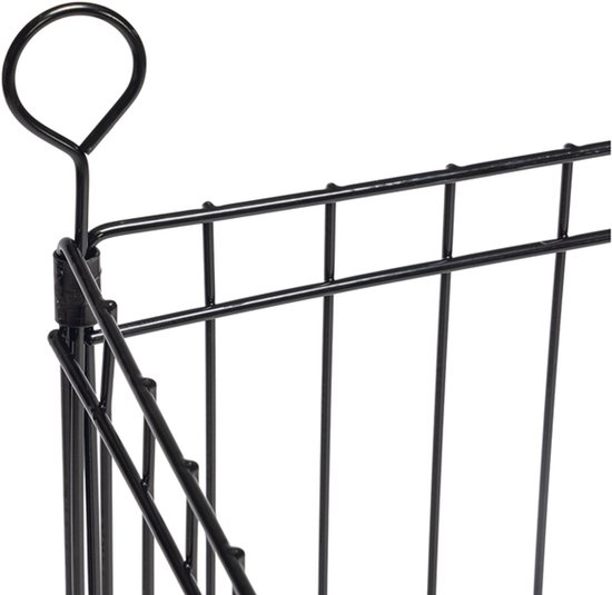 Zwarte metalen staaf met een lus aan het uiteinde voor de ren.