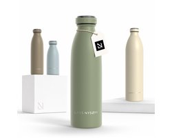 LARS NYSØM Ren Roestvrijstalen drinkfles 500ml - BPA-vrij geïsoleerde waterfles 0,5 Liter (Sage Green)