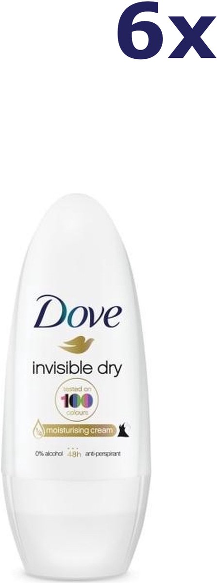 Goedkoopste Dove Invisible Dry Anti-Transpirant Deodorant Roller - 6 x 50 ml - Voordeelverpakking