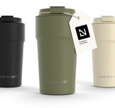 LARS NYSØM Bevægelse Thermos Coffee Mug-to-go 500ml - BPA-vrij met Isolatie - Lekvrije Roestvrijstalen Thermosbeker (Olive Green)