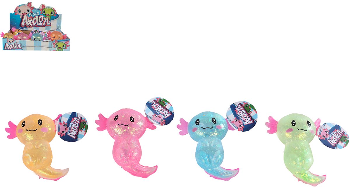 Axolotl Sugar Knijpdier Kleur, 11cm