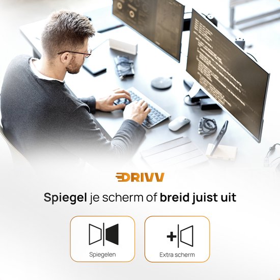 Drivv. Câble HDMI 2.1 Premium - Ultra HD - 8K 60 Hz - 4K 120 Hz - Compatible Xbox Series X et PS5 - 7,5 mètres - Oranje