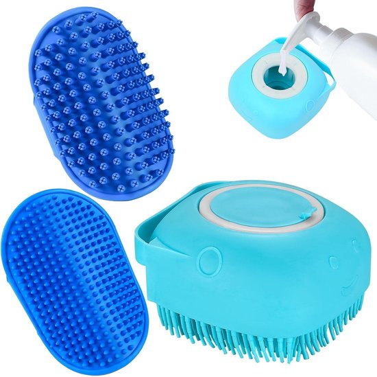 Siliconen Badborstel voor Honden met Shampoo Dispenser - Grooming