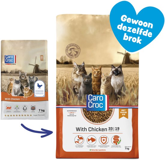 Carocroc Adult - Kip - Kattenvoer - 7 kg