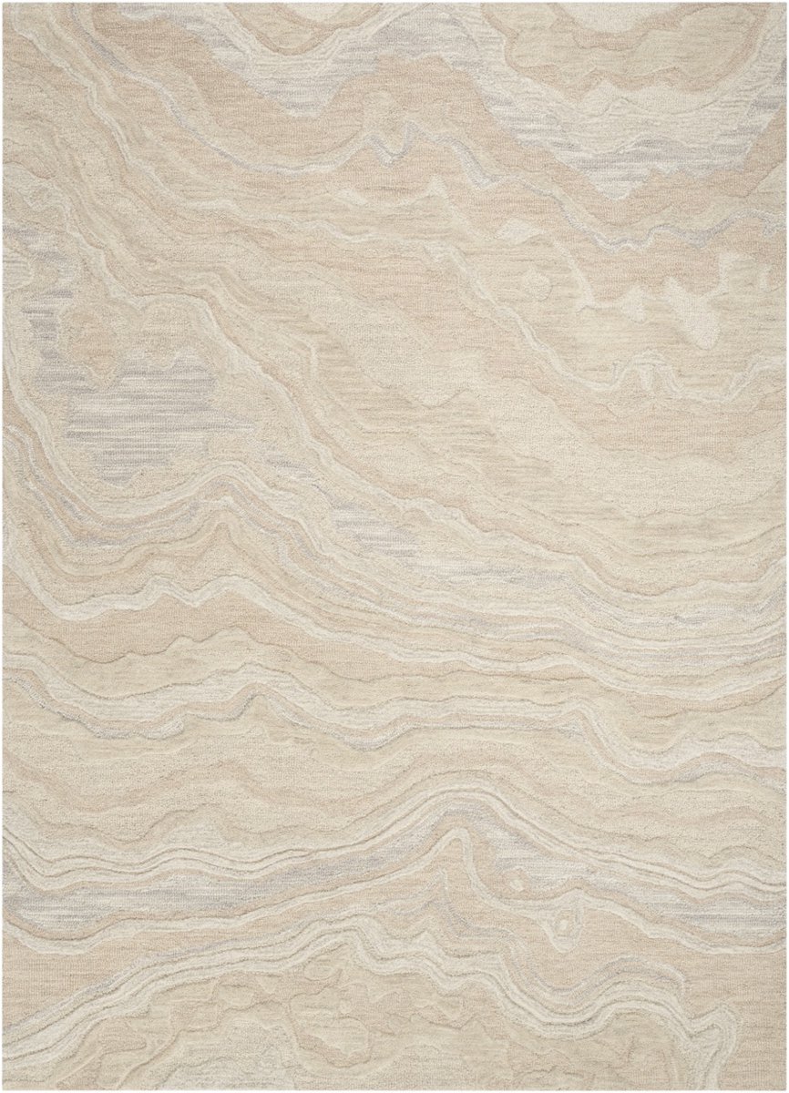 Nourison Graceful Beige GRU01 Vloerkleed - 69 x 229 cm - Beige - Rechthoekig, Loper - Wol - Eetkamer, Woonkamer, Slaapkamer - Abstract - Landelijk, Modern