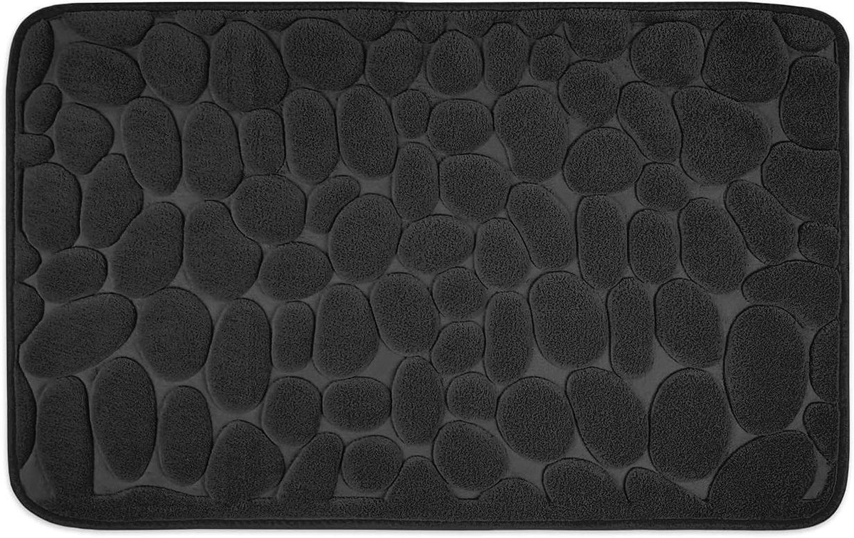Badkamer Tapijt met Memory Schuim Zwart - 50 x 80 cm - Antislip & Maschinewasbaar