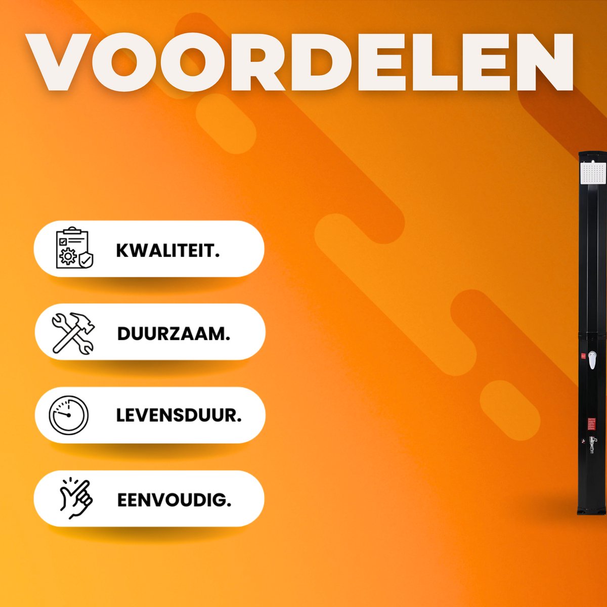 Vrijstaande Buiten Douche - Zwart - Tuindouche - Sauna douche - 360° Zonne-energie Douchekop en Voetspoeluitloop - Temperatuurgestuurd tot 60°C - Met Deksel - 60L thumbnail 3
