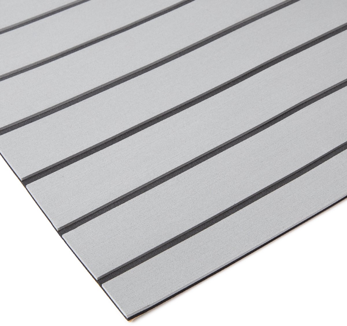 Rubbermagazijn | Eva foam teak | lichtgrijs/zwart | 1200x1200 | Dikte 6mm | Antislip vloer voor boot