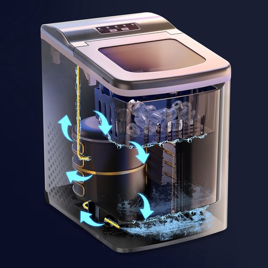 Luxe volledige set met 3 Bardi RVS dubbelwandige thermosbekers - koffiebekers - Bardi Deluxe IJsblokjesmachine 2L - IJsblokmaker Inclusief Luxe Thermosbeker en IJsschep - 9 Blokjes in 8 Minuten - RVS van Bardi — afbeelding 5