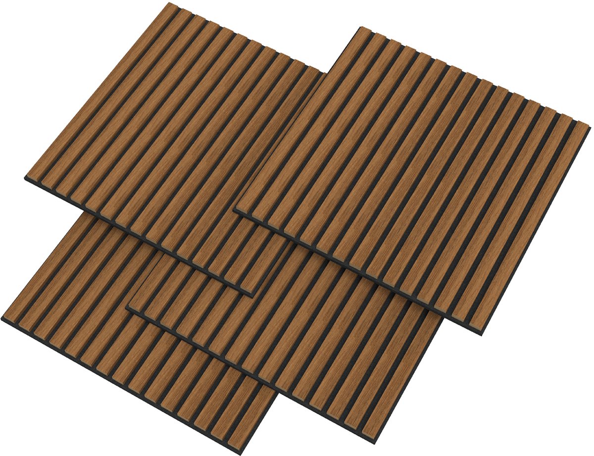 Akoestisch wandpaneel Vang 4 stuks 1,44 m² teak 60x60 cm NEU.HOLZ