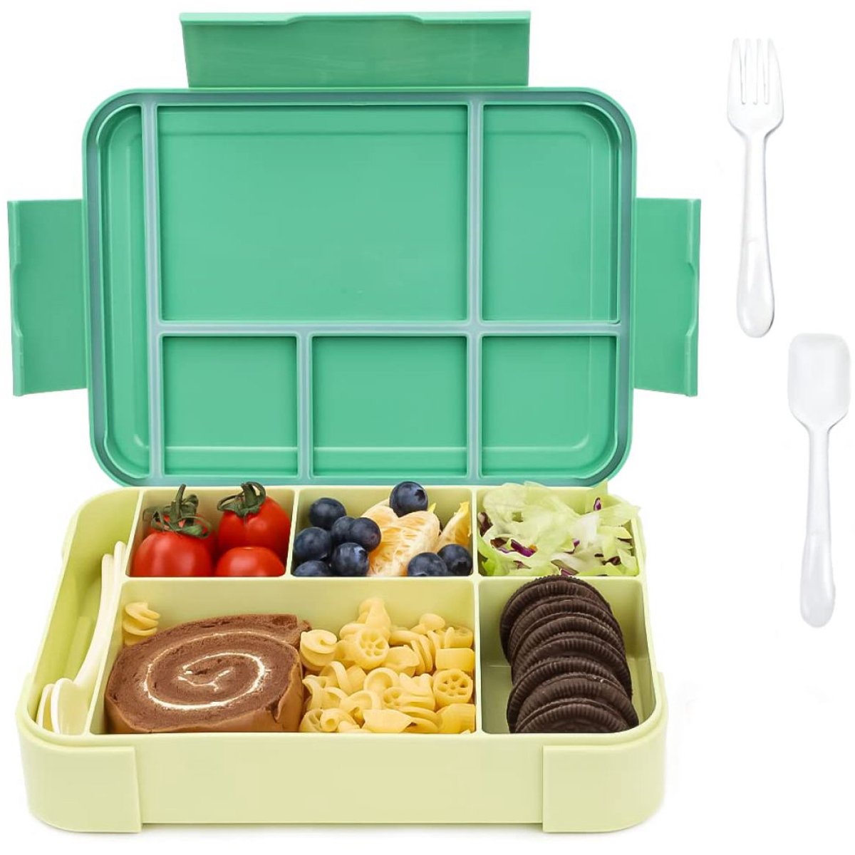 Kinder lunchbox met vak - BPA-vrije lunchbox - Lunchbox - Snackbox - Morsbestendig - Geelgroen