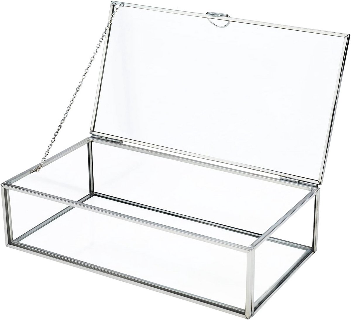 Vintage glazen decoratieve doos 20x11 cm voor sieraden en aandenken