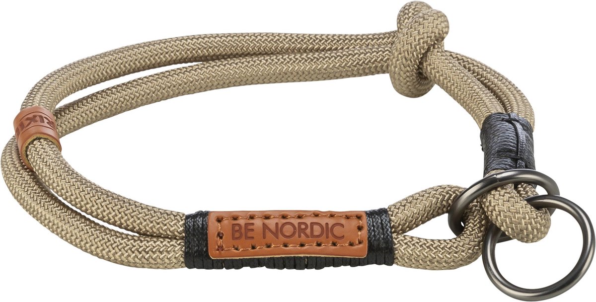 Halsband Hond Trixie - Half-Slip Zand/Zwart - Rond Gewoven Touw 30x0.6 cm