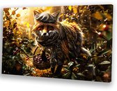 Vos in herfstbos met stijl - Vos schilderij - Muurdecoratie canvas dieren - Hyperrealisme - Landelijk schilderij - Slaapkamer decoratie - canvas 100x75 cm
