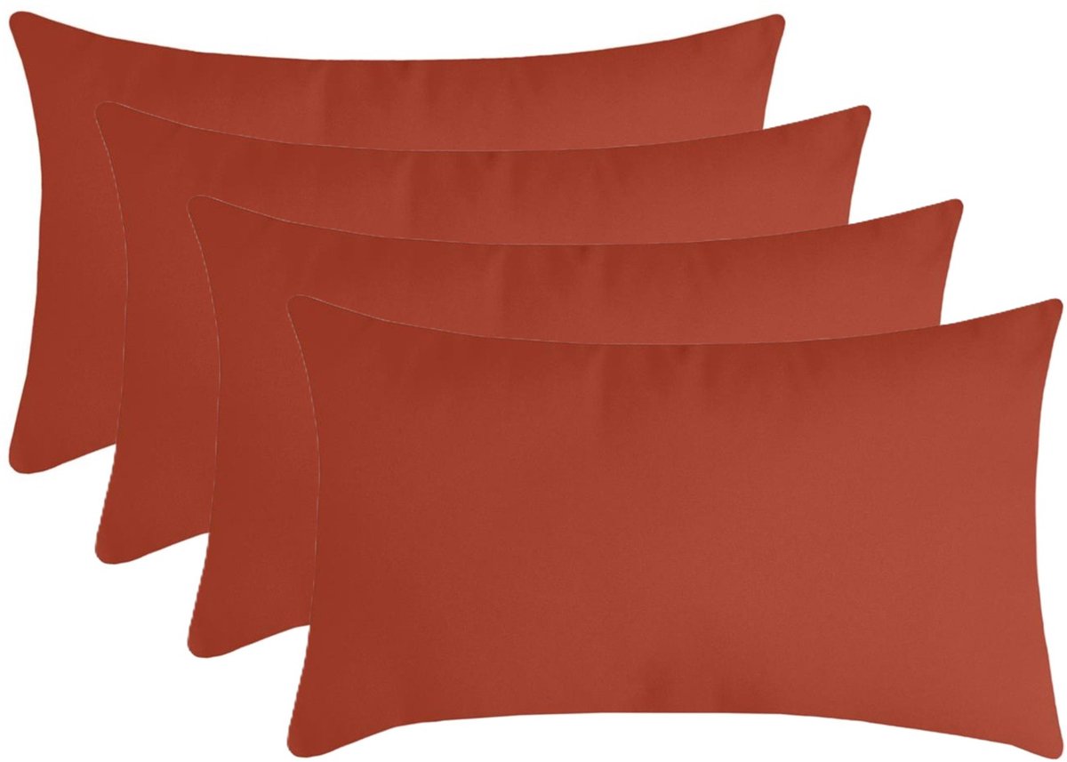 Stof Textile sierkussen Nelson - 4x - terracotta - 30 x 50 cm - bank kussens - zitkussens - binnen/buiten - polyester Terracotta bruin