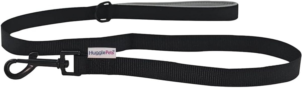 Gewatteerde hondenriem zwart - Comfortabele en sterke riem voor hondenwandelen met neopreen handgreep