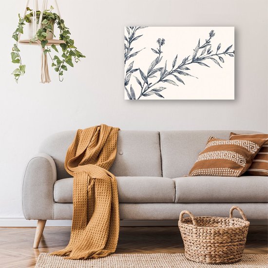 CREATCABIN Pack of 4 Wall Art Botanical Plants Decoration Plants Canvas Paintings Green Leaves Posters Bohemian Art Drawings Wall Decoration for Home Bedroom 25x20cm