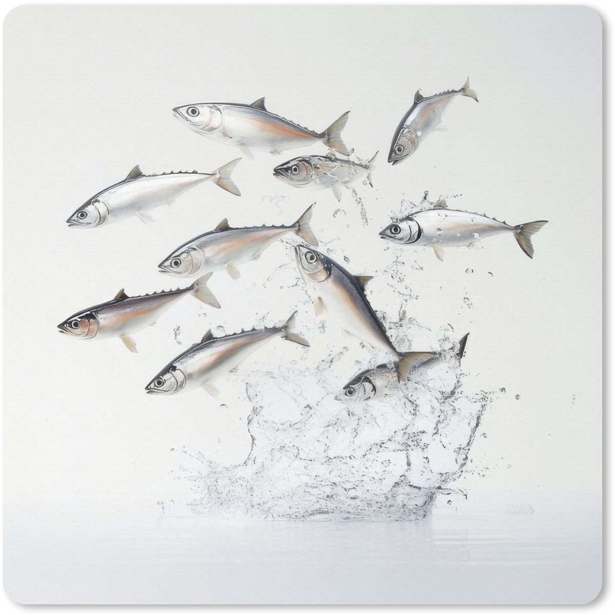 Muismat 30x30 cm - Mousepad Vissen - Water - Wit - Muismatten