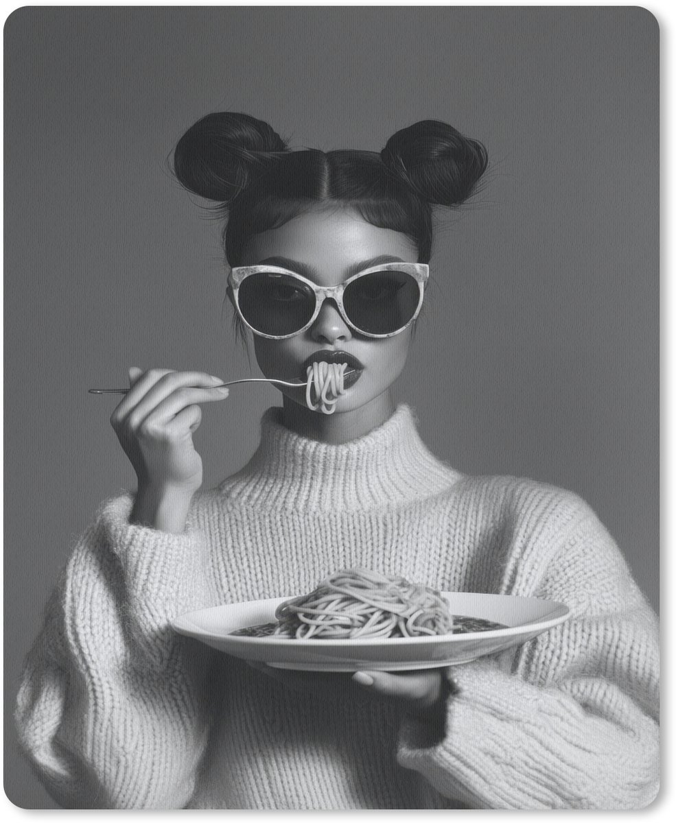 Muismat 19x23 cm - Mousepad Vrouw - Pasta - Zonnebril - Muismatten