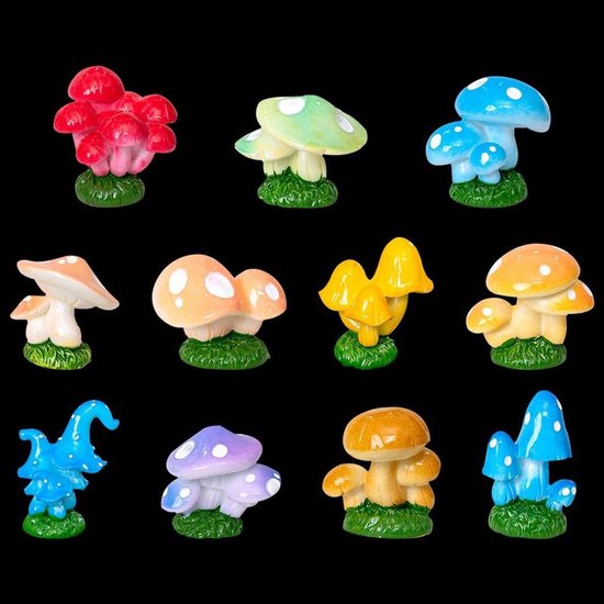Ahagut 50 stuks mini paddenstoelen decoratie decoratie voor thuis, tuin, decoratie, bloempotten, bonsai, knutseldecoratie