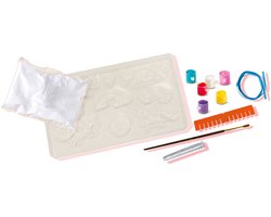 foto van SES - Gieten en schilderen - Eenhoorns - Unicorn Speelgoed - sneldrogend - Gips Gieten - vormpjes, gips, verf, penseel, glitterlijm, gladstrijkkam en satijnband - knutselen meisjes