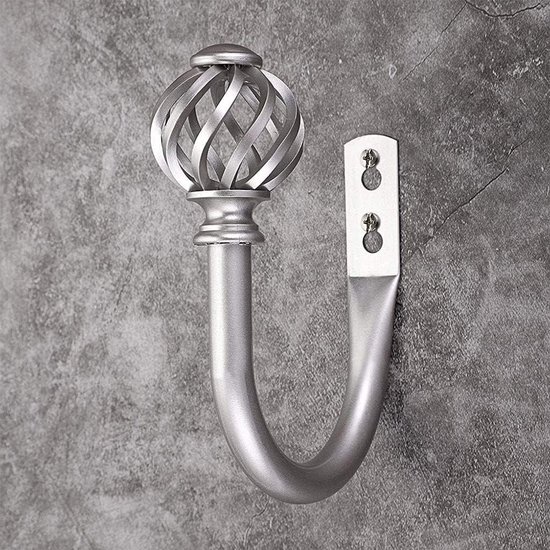 Ibenzoa® Set Van Twee Zilveren U-vormige Metalen Gordijnhouders Voor Diverse Ruimtes
