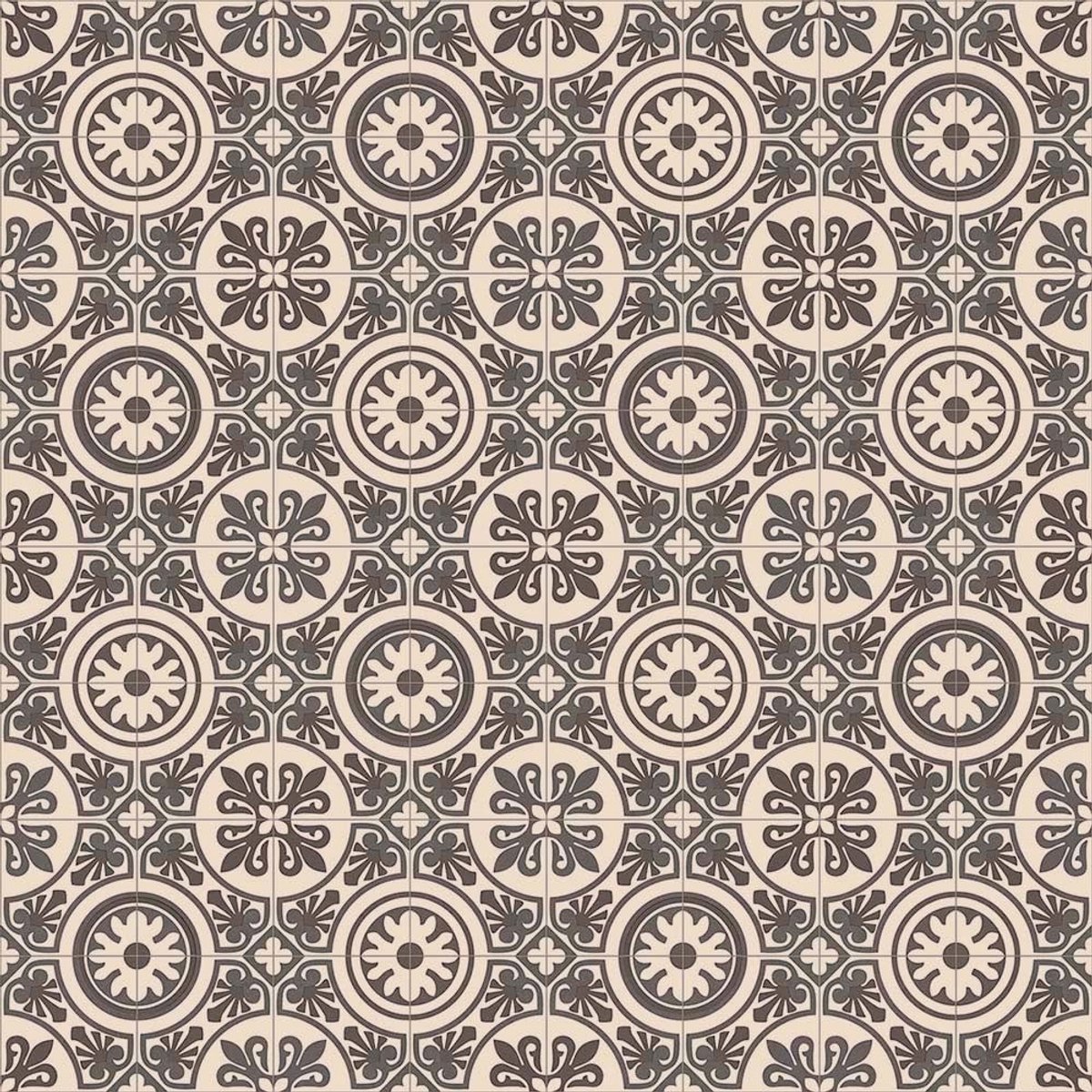JYG Vloerkleed Brussel - Keukenloper - Keukenmat - Vinyl - Vintage 50 x 450 cm - Zwart - Wit