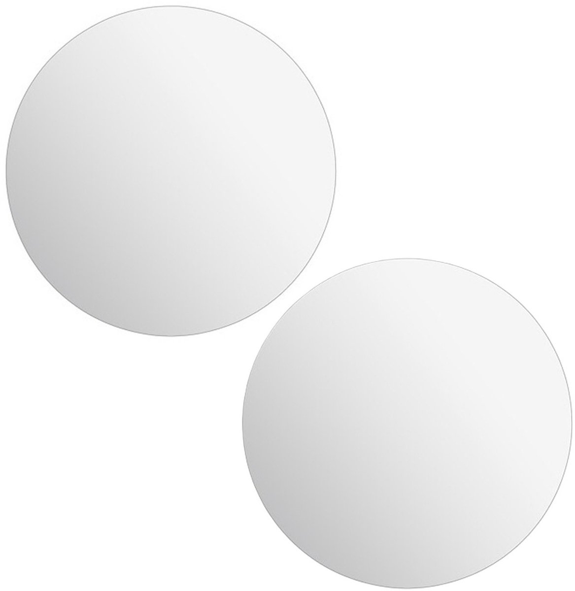 Five 5Five Plak spiegel tegels - 2x stuks - glas - zelfklevend - D39.9 cm - rond - muur/deur/wand Zilver