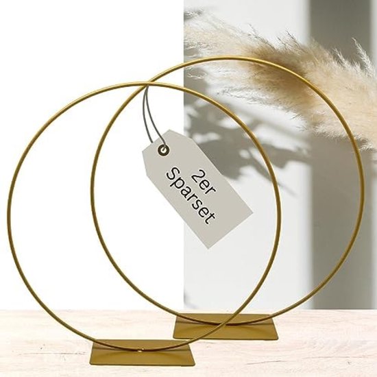 Decoratieve ring met voet kandelaar metaal decoratie