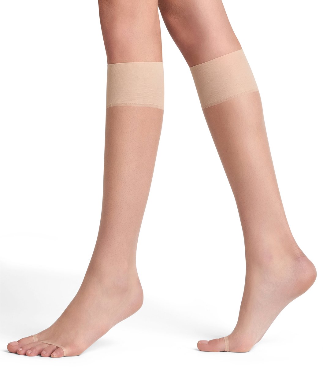 Falke Shelina Toeless eenkleurig materiaal 12 DEN kniekousen dames transparant-42 beige 4409