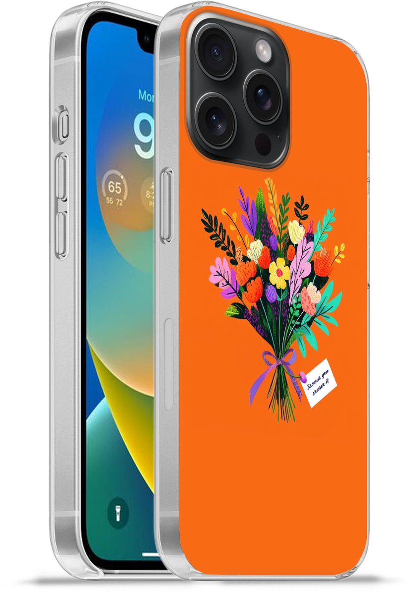 Telefoonhoesje Geschikt voor iPhone 15 Pro Max hoesje - Kaartje - Boeket - Bloemen - Siliconen Telefoonhoesje Telefoonhoesje