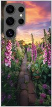 Telefoonhoesje Geschikt voor Samsung Galaxy S24 Ultra hoesje - Vingerhoedskruid - Bloemen - Tuin - Siliconen Telefoonhoesje Telefoonhoesje