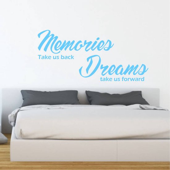 Sticker Muursticker Memories Dreams - Wit - 80 x 36 cm - Muursticker4Sale