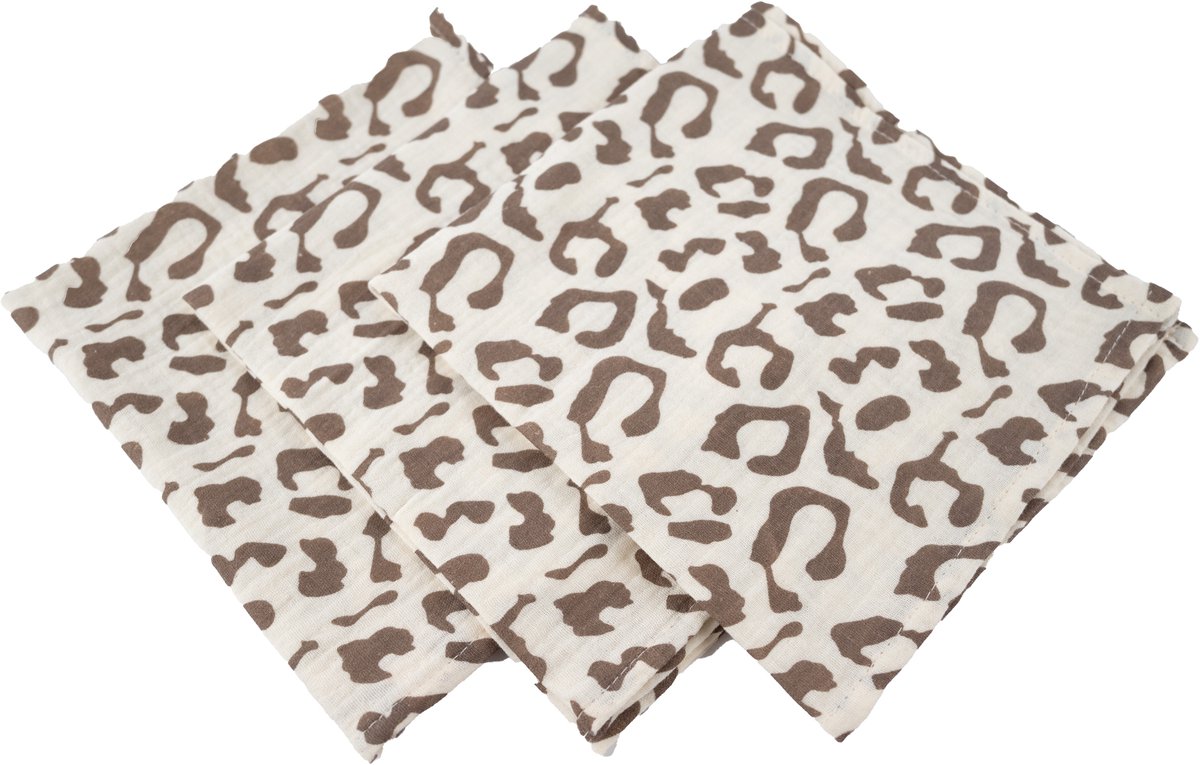 Honeybears hydrofiele doeken – 3 stuks - Inbakerdoek hydrofiel baby – Hydrofiele luierdoek – Panter – 60 X 60 CM