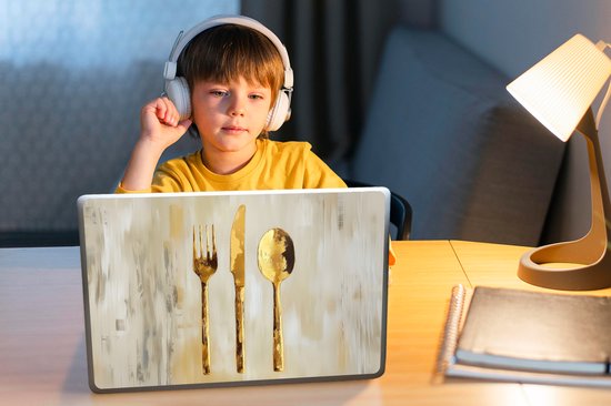 Laptop sticker - 14 inch - Verf - Goud - Bestek - 32x5x23x5cm - Laptopstickers - Laptop skin - Cover
